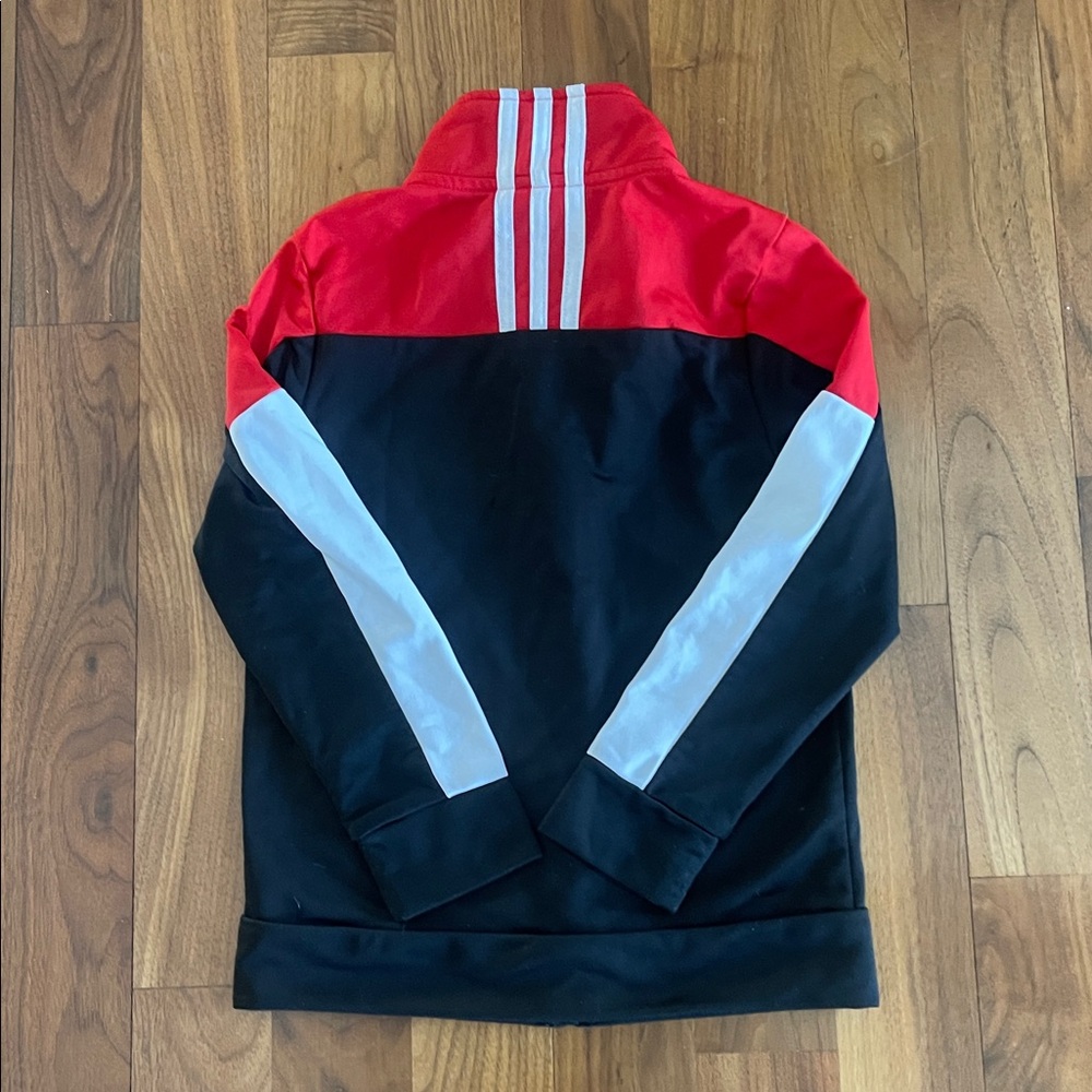 Adidas Full Zip-Up Track Jacket - black/red/white- size 6 - Picture 3 of 4